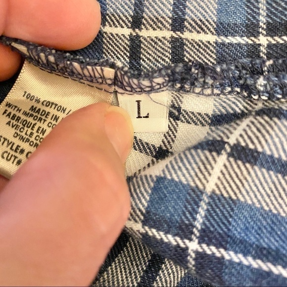 Cloth & Stone Flannel Off-The-Shoulder Tunic Top Blue Plaid Size Large Boxy - Picture 6 of 8